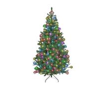7ft/2.1m Pre-Lit Artificial Christmas Tree Alaskan Pine Green 800 Tips - 200 Multicolour LEDs Metal Stand Xmas Home Decorations