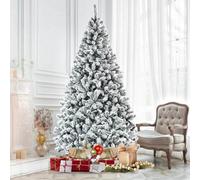 7Ft/2.1M Snow Flocked White Christmas Tree Luxury Bushy Pine Xmas Holiday Decor