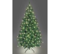 SHATCHI 4Ft-12Ft Pre-Lit Artificial Christmas Tree Alaskan Pine Tips Xmas Home Decorations Metal Stand Multicolour 8 modes LEDs, Green w/Warm White, 7Ft