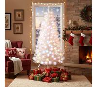 7FT/210CM White Pre-Lit Fiber Optic Christmas Tree with Colourful LED Lights