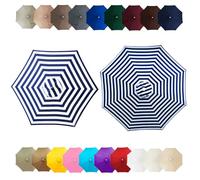 7ft/7.5ft/9.8ft/11ft Replacement Garden Parasol Canvas, 6/8 Ribs, Sun Umbrella Replacement Cloth, UV Protective and Water Resistant Umbrella Fabric, for Deck Outdoor(Striped blue,(8Rib)230cm)