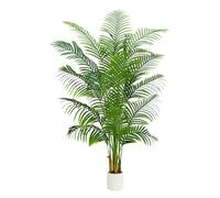 7FT Artificial Palm Tree, Fake Areca Tropical Palm Plants with White Pot | Large Artificial Silk Floor Plant with 18 Lifelike Leaves, Tall Faux Tree for Indoor Home Office Living Room Modern Decor