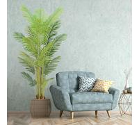 7FT Artificial Palm Tree Indoor with White Pot, Realistic Leaves, 15 Trunks Adjustable Branches, Tall Faux Fake Palm Plant, Ideal for Living Room Bedroom Office Home Interior Aesthetic Decor