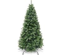 7FT Christmas Tree, Artificial, for Home & Living Room, Pure PVC 1000 Tips, Flat & Pointed, 2.8 Inch Leaf Width, 43 Inch Max Diameter, Metal Stand, Tool-Free, 9.15 kg, Blackish Green