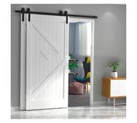 7ft Double Barn Door Hardware Kit - Sliding Overlapping Tracks for Easy Open/Close - Ideal for Stables & Home Use (Doors Not Included)