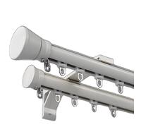7ft Double Curtain Track - Wall Mounted Aluminum Alloy Rod with Silent Rollers, 14ft Heavy-Duty Room Divider Rail, Ideal for Roman Shades (White, 3.7m)