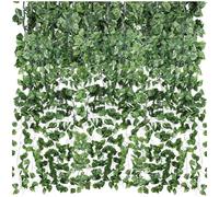 7ft Fake Ivy Vines 12pcs Plastic Silk Garden Hanging | 12 pack vines, 7ft length each, 72 lifelike leaves per strand, realistic green look, for instant wall upgrade