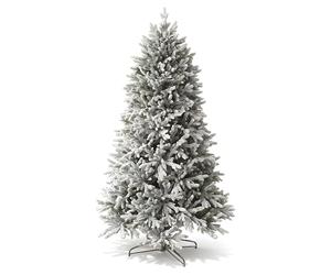 7FT Frosted Snow Flocked Green Oregon Pine 899 Tips Bushy Artificial Christmas Tree Holiday Luxurious Home Xmas Festive Decorations