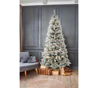 7FT Half Xmas Snow Flocked Christmas Tree Slim Space Saving Corner Foldable Metal Stand Neo White 7ft