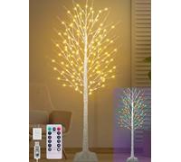 7FT Lighted Birch Tree, Birch Tree with 170 LED Lights, Warm White and RGB Colors (7FT 1Pack)…