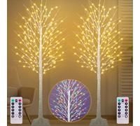 7FT Lighted Birch Tree, Birch Tree with 170 LED Lights, Warm White and RGB Colors (7FT 2Pack)…