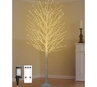 7FT Lighted Birch Tree with 1200 LED Warm White Lights, 8 Twinkle Modes, Timer, Dimmable Artificial Light Up Twig Christmas Tree for Indoor Outdoor Xmas Holiday Party Decor