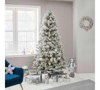 7Ft Neo Flocked Snow Scandinavian Tips Spruce Fir Artificial Christmas Tree