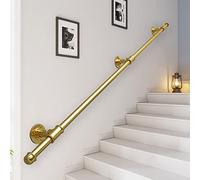 7ft Outdoor Stair il | Gold/White Wall-Mounted Metal Wrought Iron Safety Grab Bar for Steps | Durable Banister Rail for Indoor & Outdoor Use (210cm)