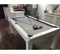 7ft Pool Table With Dining Table Top & Table Tennis Table In Multiple Colours With Chrome Edge Caps Family Leisure Snooker Billiards Games Table With All Accessories, Great for Kids and Adults