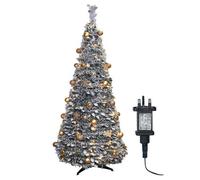 mysmartbuy Pre-Lit Pop Up Frosted Christmas Tree with Assorted Gold Baubles & Warm White LED Lights | Size: 7ft mysmartbuy White 7ft