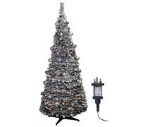 mysmartbuy Pre-Lit Pop Up Frosted Christmas Tree with Assorted Silver Baubles & 150 Warm White LED Lights | Size: 7ft mysmartbuy White 7ft
