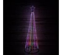 7ft Premier Outdoor Rainbow LED Pyramid Maypole Tree - Black Pin Wire, 595 LEDs, Star Top, 7 Modes, Indoor/Outdoor