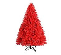 7FT Red Artificial Christmas Tree With Thicken Branch Tips,Outdoor Indoor Large Christmas Tree With Metal Stand,Colorful Xmas Pine Tree Festival Decoration-Red 210cm/7ft