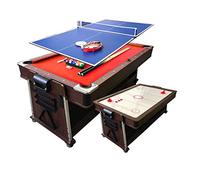 7Ft Red Pool Table Billiard + Air Hockey + Tennis Table + Cover plan for table