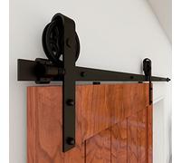 7FT Sliding Barn Door Hardware Kit 211cm Track System with Big Spoke Wheels Roller Hanger Set for Smooth Single Door Installation & Stylish