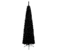 7ft Slim Black Pencil Christmas Tree - Artificial Pine Xmas Tree with 570 Tips, Contemporary Design, Metal Stand, Indoor Use, Fire Retardant - Premier Decorations