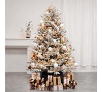 7ft Snow-Frosted Velvet Christmas Tree Pre-decorated Artificial Christmas Tree Foldable For Indoor Use Bedroom, Holiday Decorations, Schools, Offices, Shopping Malls(Style 2)