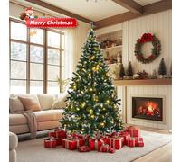 7FT Snow Tipped Artificial 1100 Branch Tips Christmas Tree w/ DIY 150 Warm Lights Remote Control