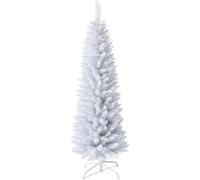 7Ft White Wrapped Slim Pencil Artificial Christmas Tree With Stand