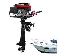 7HP 4-Stroke Outboard Motor, Fishing Boat Dinghy Engine, Outboard Petrol Engine Long Shaft, Air Cooling TCI Ignition System, 5.1 KW, Black