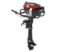7HP Outboard Engine Petrol, 4-Stroke Engine Outboard Motor with Water and Air Cooling, Fishing Boat Dinghy Engine with CDI Ignition System, for Boat Dinghy Kayaks, Lightweight，Black (Long Axle)