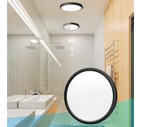 7in/18cm 12W LED Flush Mount Ceiling Light Fixture, 6000K Cool White, 1500LM, Black LED Round Ceiling Lighting, 120W Equivalent Ceiling Lamp for Closets, Kitchens, Stairwells, Bedrooms, etc.