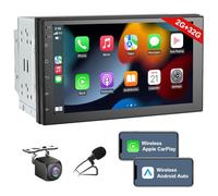 7In Double Din Car Stereo Wireless CarPlay Wireless Android Auto, Android 2+32G Touchscreen Car Radio Head Unit with Bluetooth, DSP, WiFi,Rearview Backup Camera