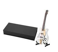 7in Miniature Guitars Mini White Musical Instrument Ornaments with Stand and Box for Home Decoration Ornaments
