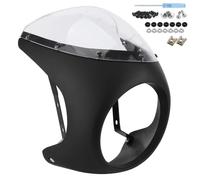 7in Motorcycle Headlight Fairing Wind Deflector Universal ABS Windshield for Motorcycle Riders with Premium ABS Material Rugged AntiCorrosion Durable (Matt black + transparent cover)