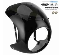 7in Motorcycle Headlight Fairing Wind Deflector Universal ABS Windshield for Motorcycle Riders with Premium ABS Material Rugged AntiCorrosion Durable (Bright black + black cover)