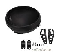 7in Motorcycle Headlight Housing, Universal Bucket Mount for LED Headlamp, Fits 38-51mm Fork Tubes, Side Mounted Headlight Bucket with Adjustable Clips, Metal Shell for Secure In