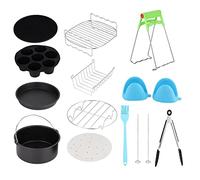 7in Universal 12pcs Hot Air Fryer Kits, Air Fryer Accessories Kit with Cake Cup and Basket, Non - Stick Stainless Steel Tools for French Fries Pizza Pancake, Dishwasher Safe Heat -