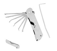 7in1 Lock Picking Kit, Locksmith Tools Lock Pick Set Padlock Training Tool Set Stainless Steel Single Hook Picks Locksmith Repairing Tools Portable Folding Quick Opener Lockpick Tool