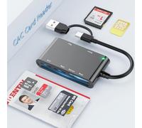 7in2 USB-A + USB-C CAC Smart ID Card Reader DNI eID ID Identity Card Reader | SIM/SD/TF/M2/ID/IC/PIV Reader Compatible with Windows,Linux,MacOS,Support ISO 7816 Class A / B / C, Plug and Play