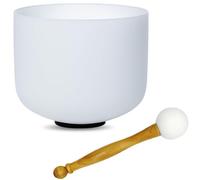 7inch A Note Third-Eye Chakra Quartz Crystal Singing Bowl for Yoga Meditation & Sound Bath, Come with Rubber Mallet and O-ring(440Hz)
