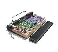 7KEYS Retro Typewriter Mechanical Gaming Keyboard, Vintage Style Computer Keyboard with Round Keycaps, Wireless Bluetooth5.0 and Wired/2.4G, True RGB Backlight, Compatible with PC/Laptop/Tablet/Phone