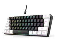 7KEYS Wired 60% Gaming Keyboard, Mini 60 percent Keyboard, RGB Keyboard Light up 25 Keys Anti-ghosting Mechanical Feel, Portable Ultra Compact 61-Key Black and White for Office Computer/PC/MAC/Laptop