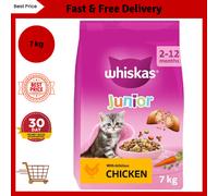 7kg Whiskas Kitten Junior Complete Dry Cat Food Chicken Cat Biscuits