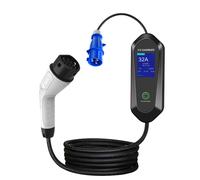 7KW 32A 1-Phase Portable EV Charger with WiFi App Control, 2.8in LCD, IP66, 5m Cable, Overload/Leakage Protection, Schedule and Memory Current