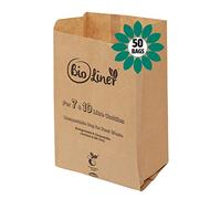 7L & 10L - 50 x Paper - Compostable Brown Caddy Food Waste Bin Liners/Bin Bags