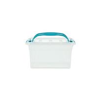 7L CARRY BOX SECURE LID STRONG HANDLE CLEAR PLASTIC STORAGE CONTAINER TEAL CLIP by Whitefurze