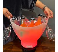 7L Extra Large Capacity Light-Up Cool Ice Bucket, Wine Beer Bucket with Bluetooth Color LED Hair 4 Colorful Ice Barrel, Subwoofer Speaker for Music, Camping, Picnic, Pool Party, Beach