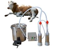 7L Portable Stainless Steel Cattle Milking Machine, 304 Stainless Steel Milk Bucket Automatic Pulsating Vacuum Pump Automatic Stop Equipment for Home Small-scalefarm（for cow）