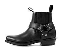 7L SIETE LEGUAS - Men's Leather Biker Ankle Boot for Men Style 3600, Montana Black, 13.5